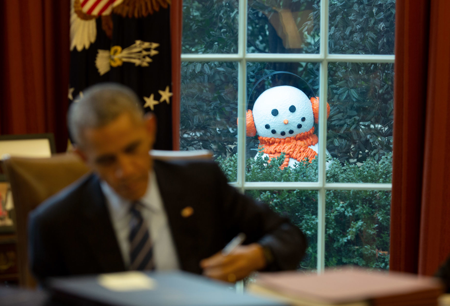 Snowman peeking
